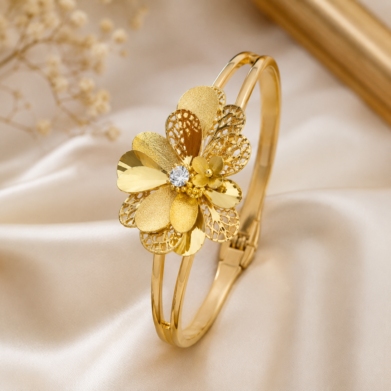 Golden Floral Designer Bracelet