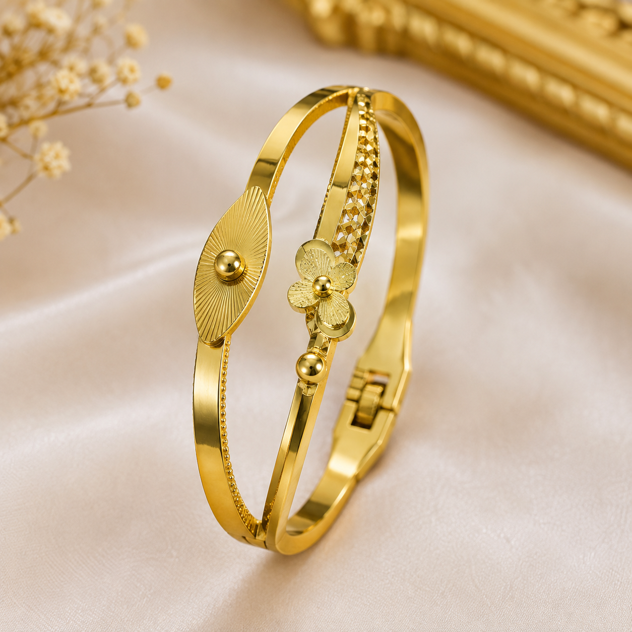 VS-4 - Golden Floral Leaf Bracelet