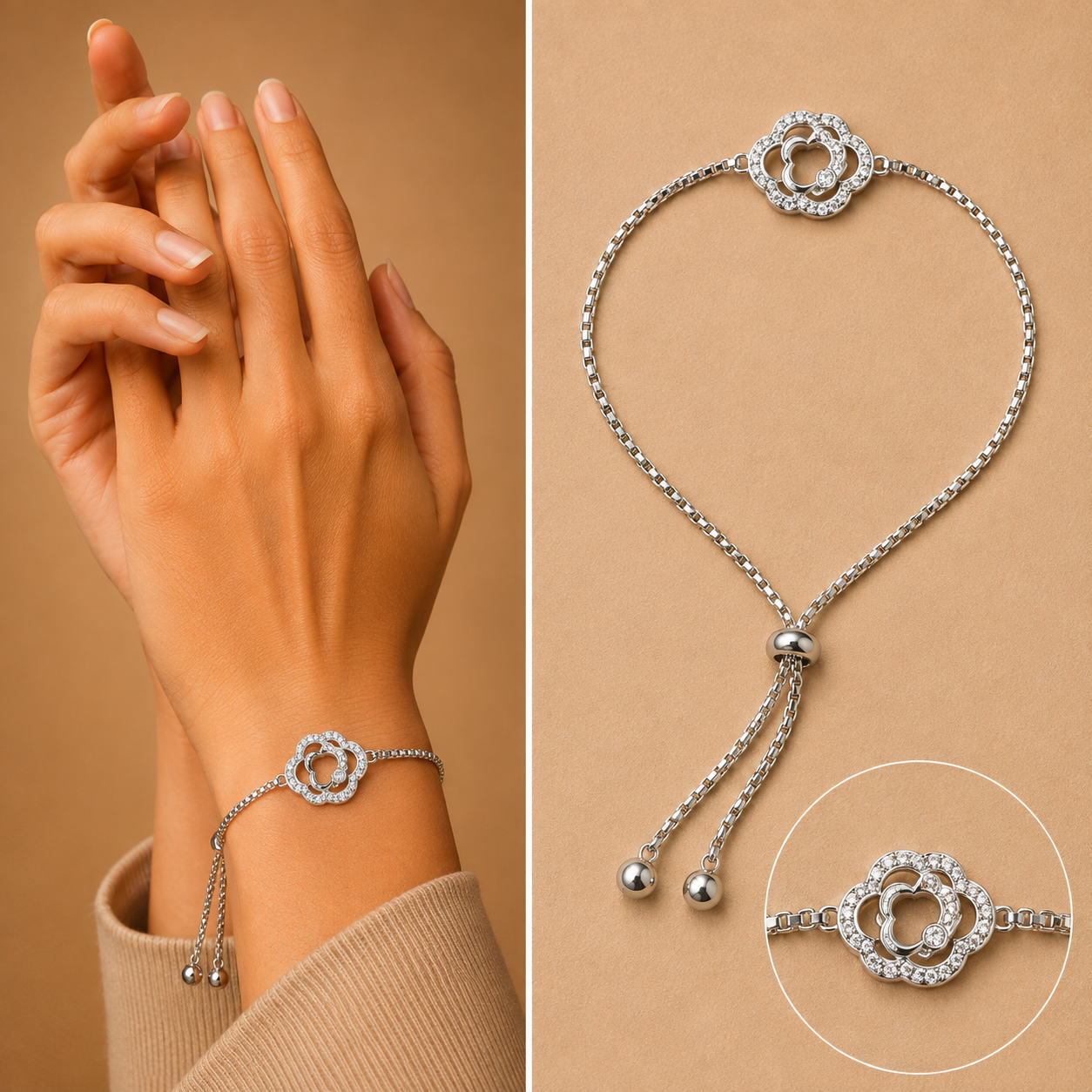 vs-17 Floral Crystal Chain Bracelet