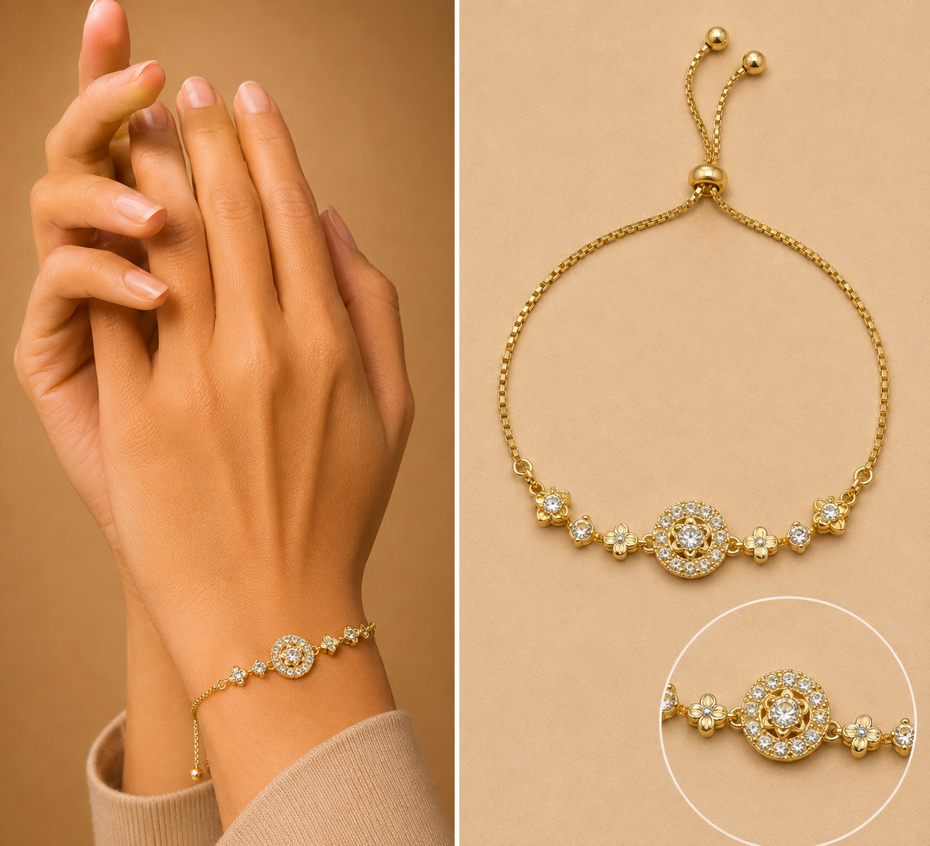 vs-19 Floral Crystal Chain Bracelet