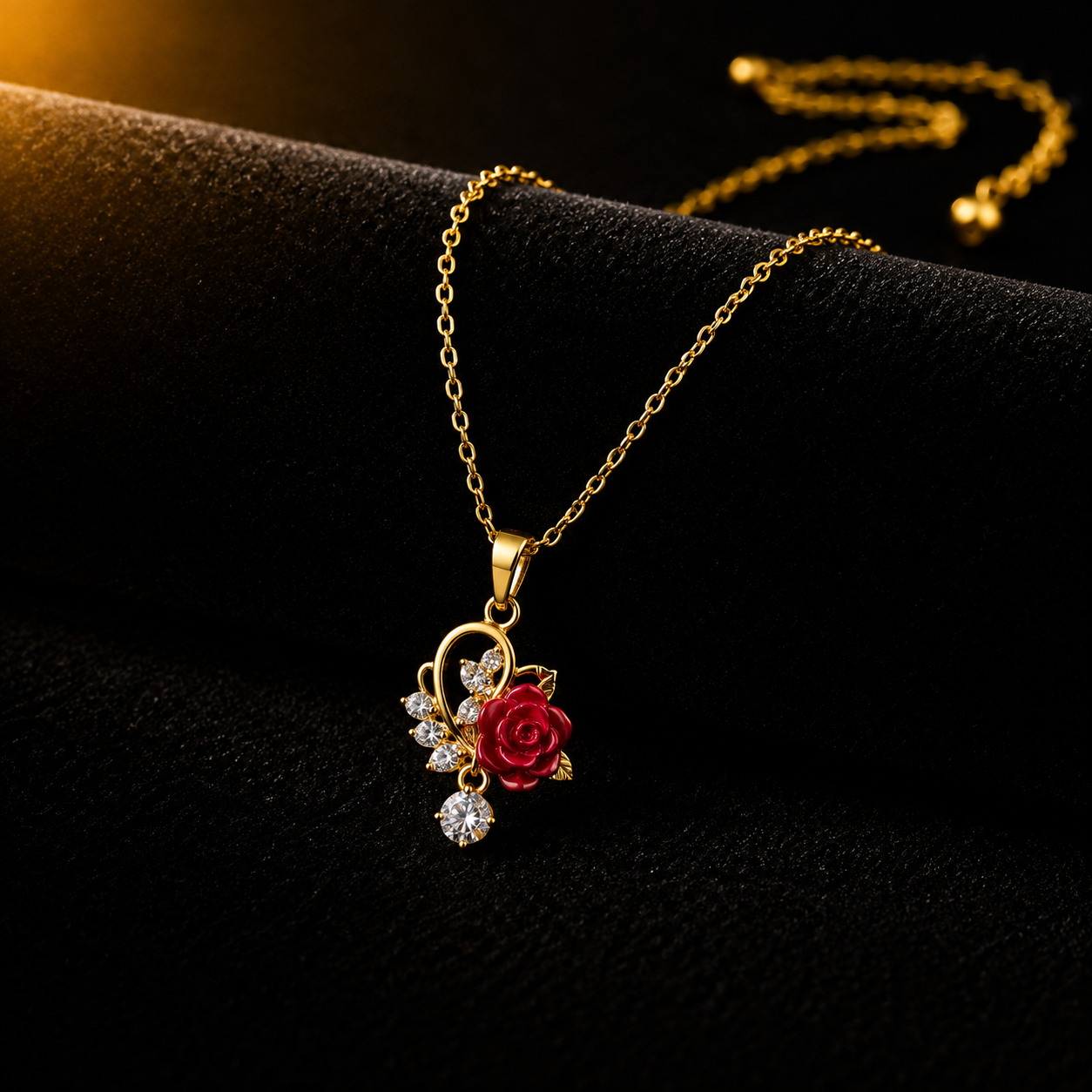 VS-32 Rose Heart Crystal Necklace