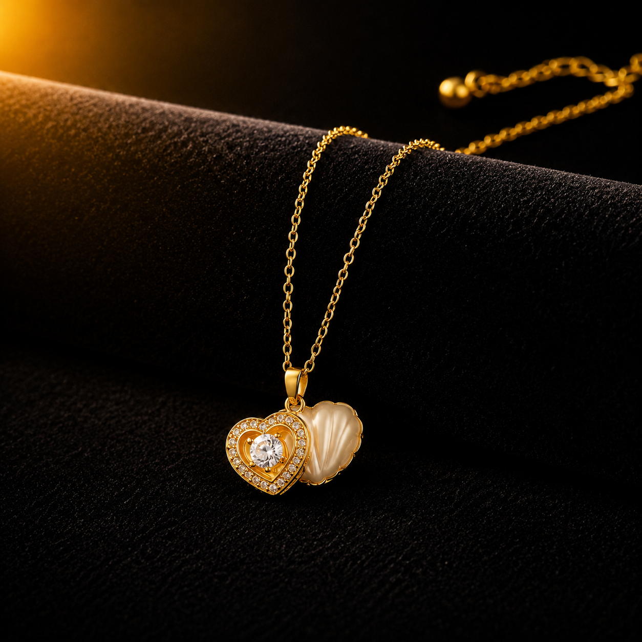 VS-34 Heart Pearl Crystal Necklace