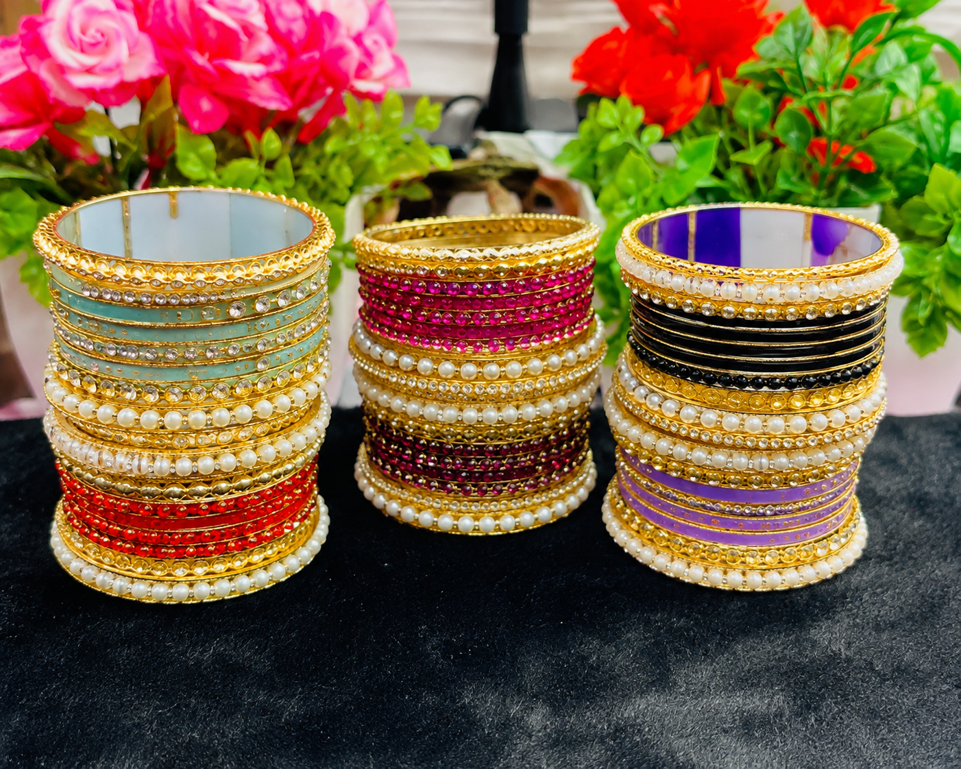 VS-46 Multicolor Pearl & Crystal Churi Set