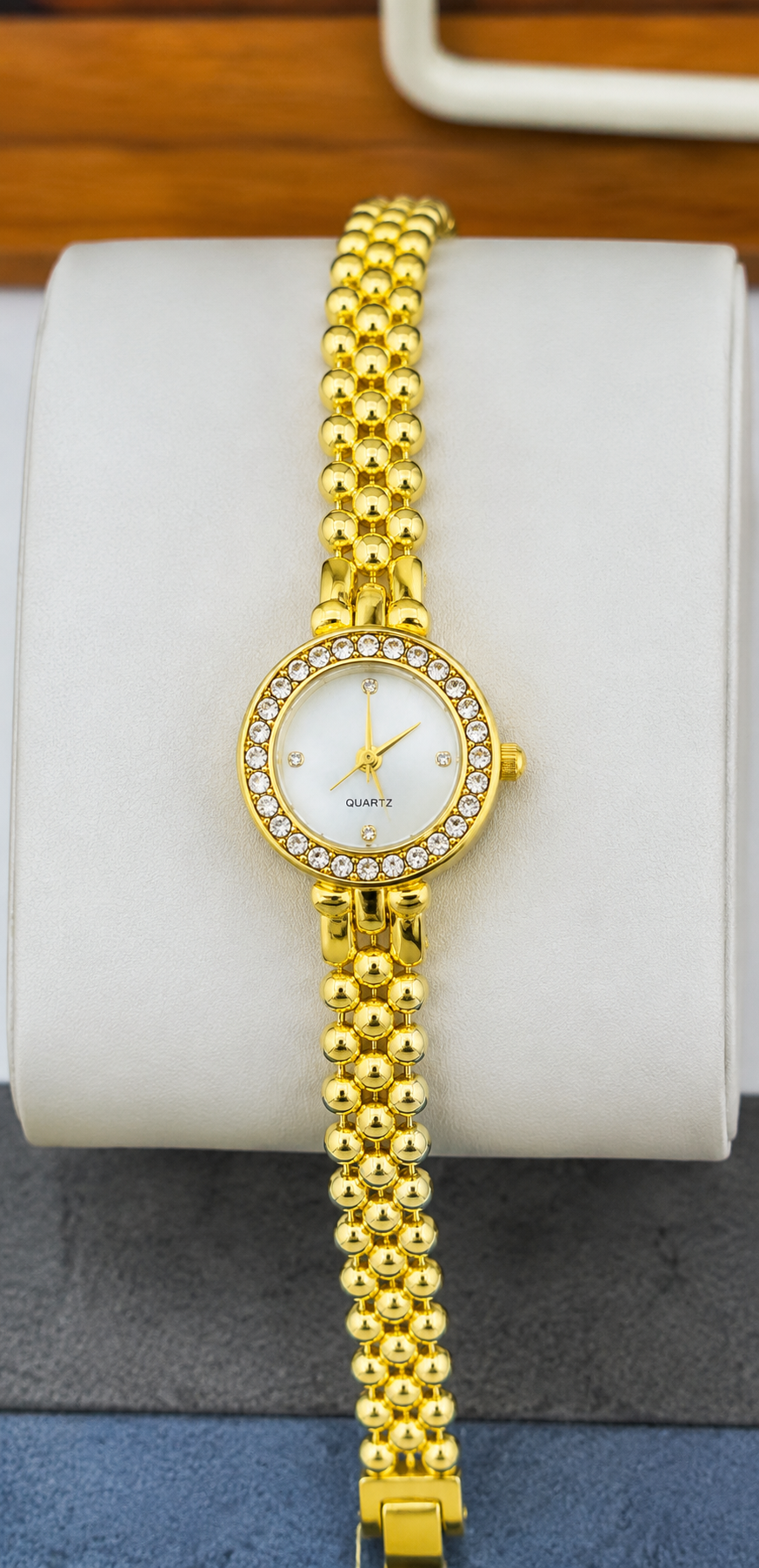 VS-47 Gold Beaded Crystal Watch