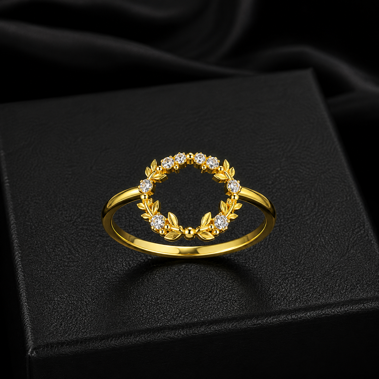 vs-129 Golden Laurel Crystal Ring