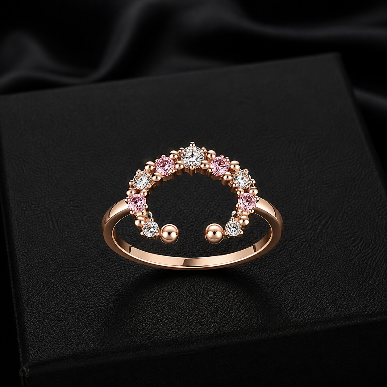vs-126 Rose Gold Pink Crystal Crown Ring