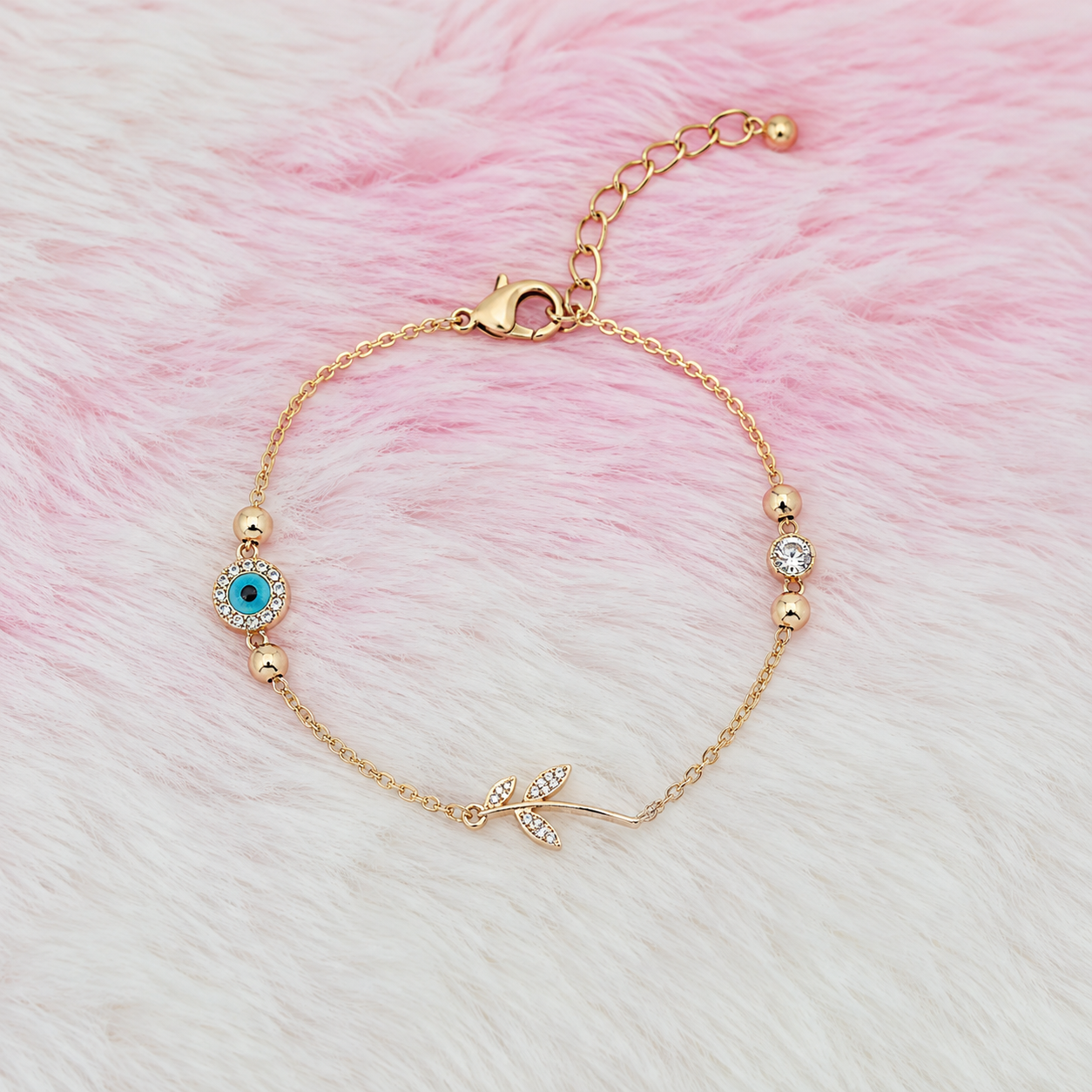 vs-26 Golden Evil Eye Crystal Chain Bracelet