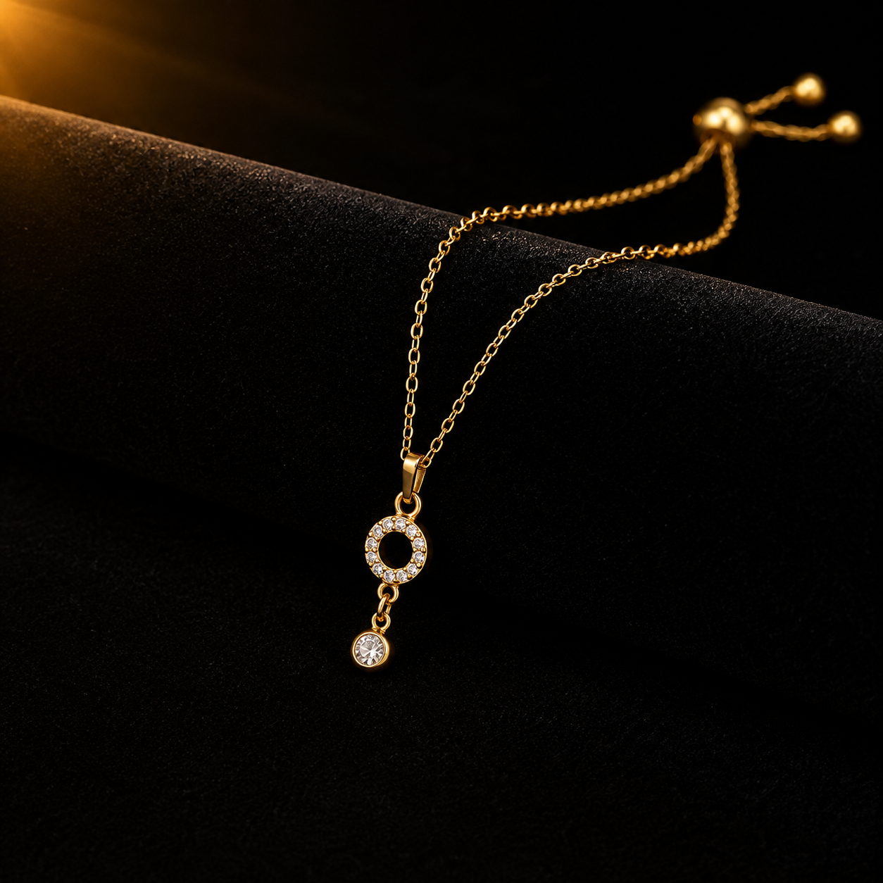 vs41 Golden Circle Drop Crystal Necklace