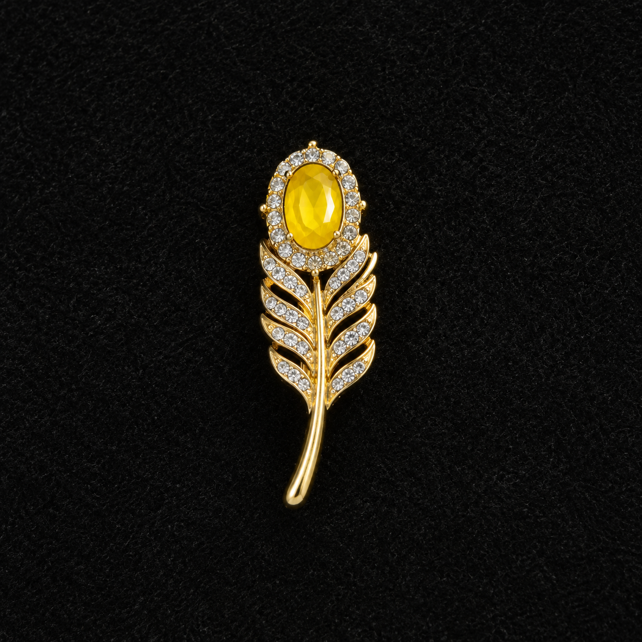 vs99 Golden Yellow Crystal Feather Hair Clip