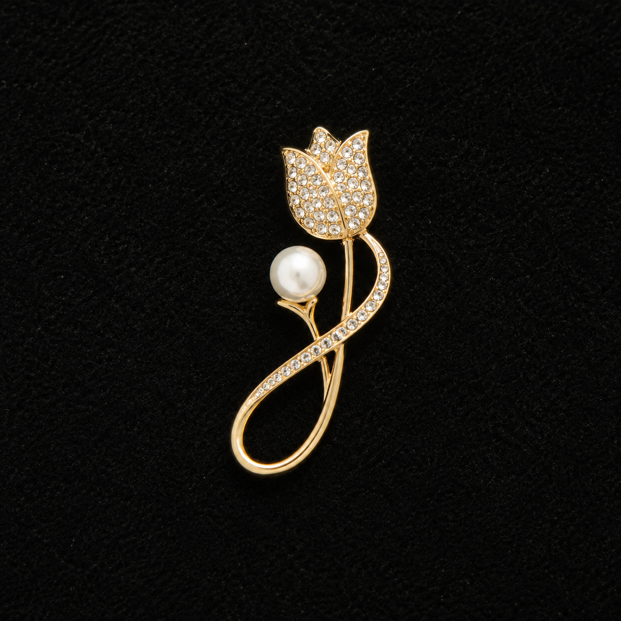 vs100 Golden Tulip Pearl Crystal Hair Clip