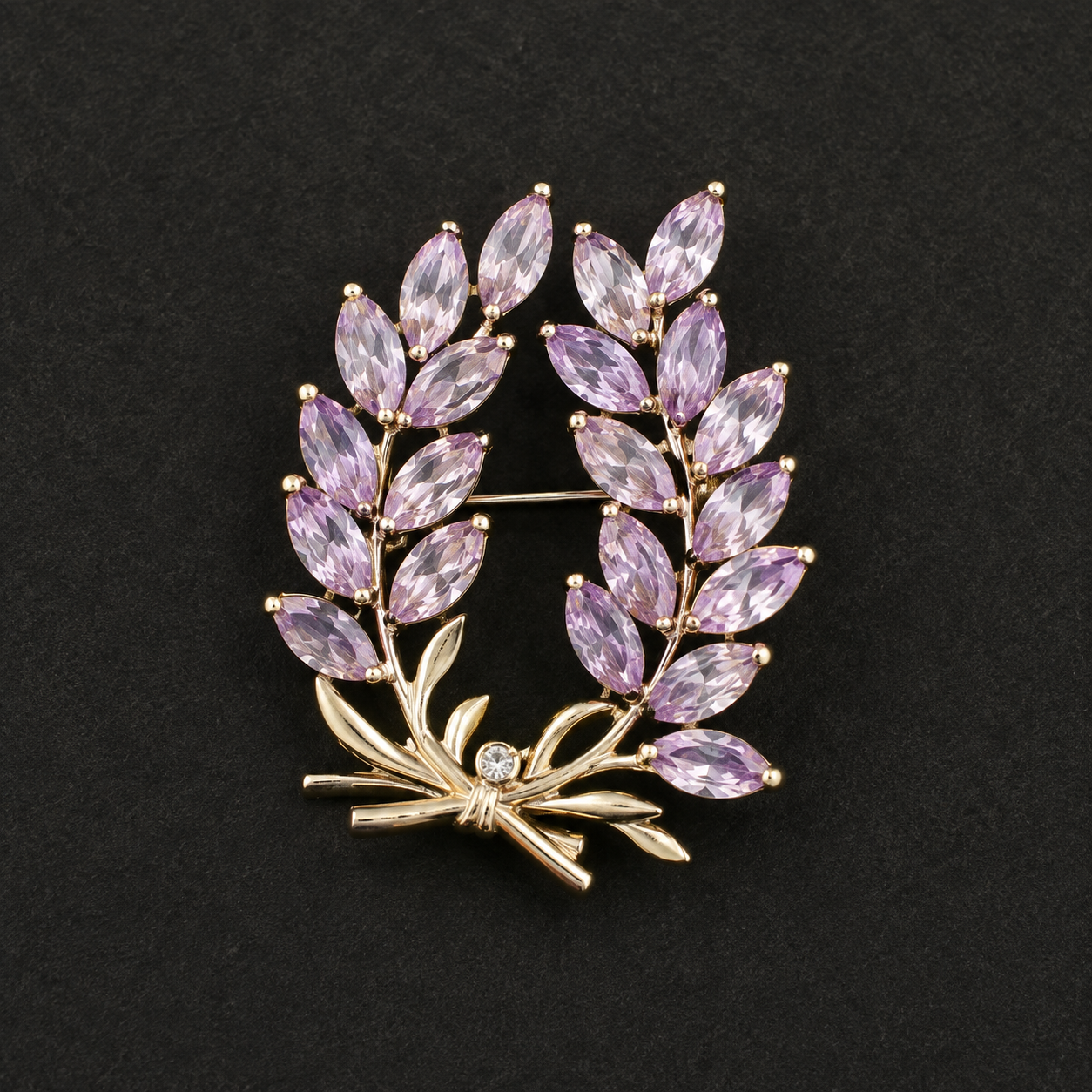 vs107 Golden Lavender Crystal Floral Hair Clip