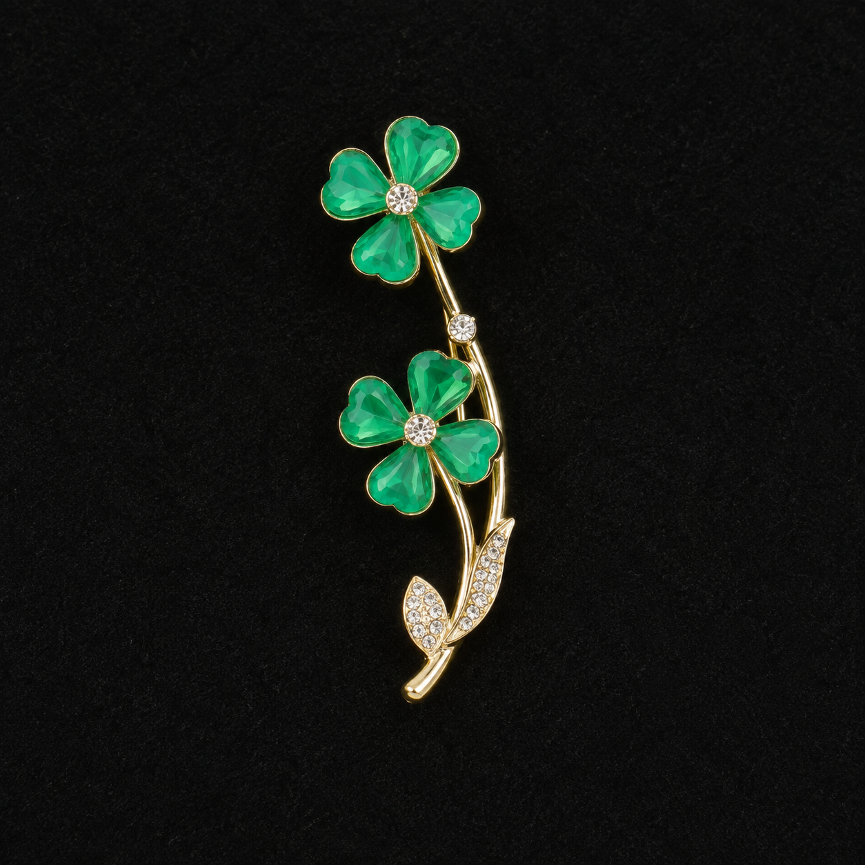vs110 Golden Green Floral Crystal Hair Clip