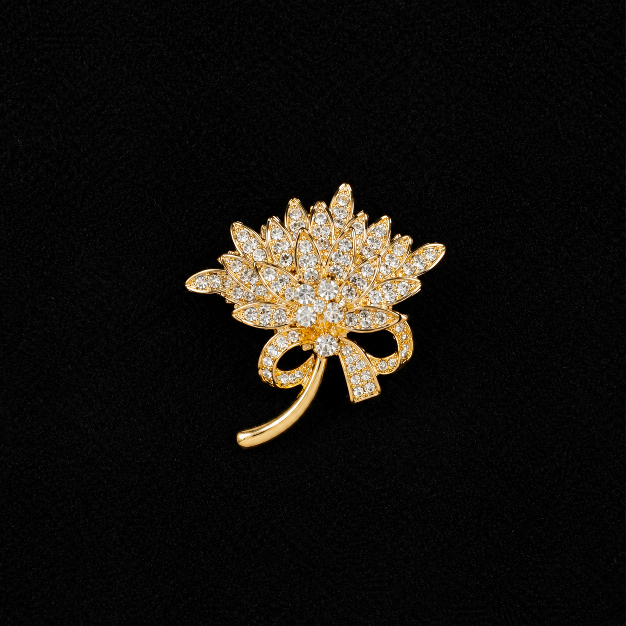 vs118 Golden Crystal Floral Bow Hair Clip