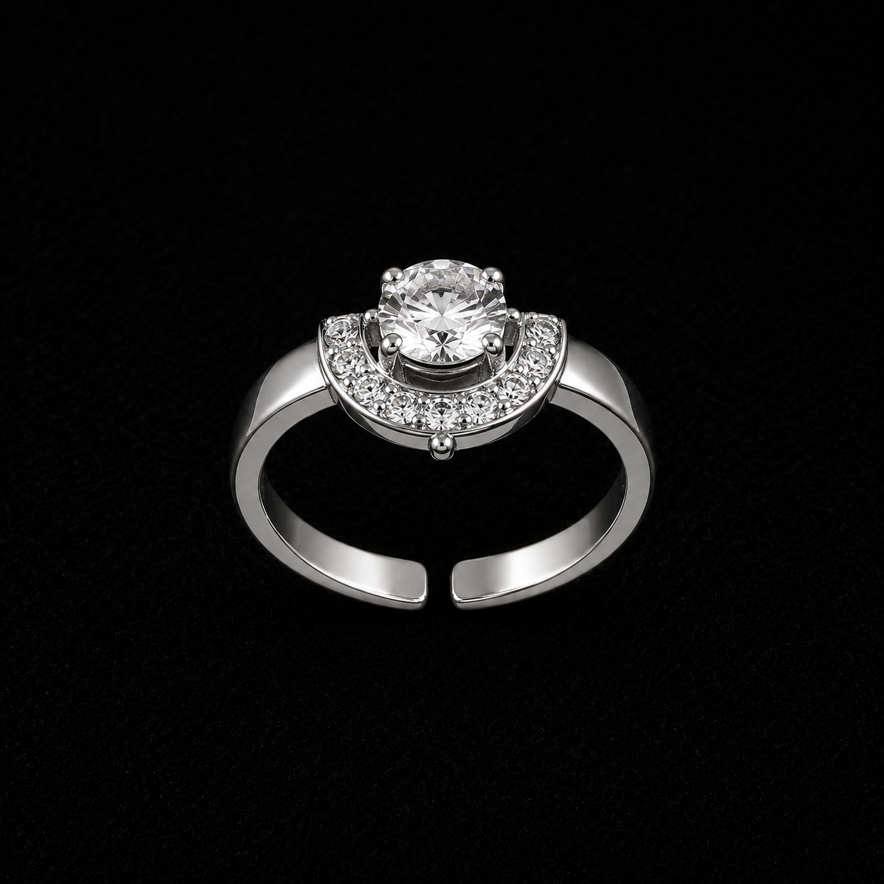 vs125 Silver Halo Crystal Open Ring