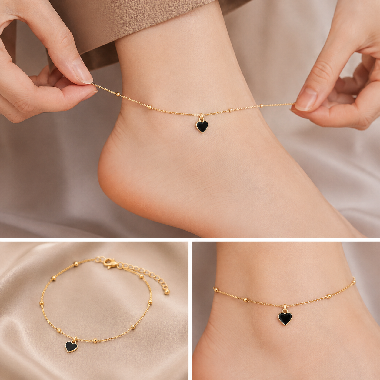 vs62 Golden Black Heart Charm Payel